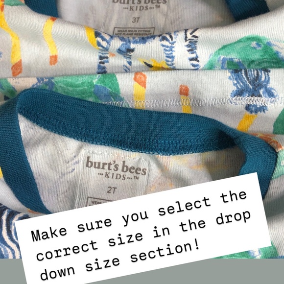 Burt's Bees Kids Organic Cotton Pajama Tops ONLY Sizes 2T, 3T - Picture 9 of 10